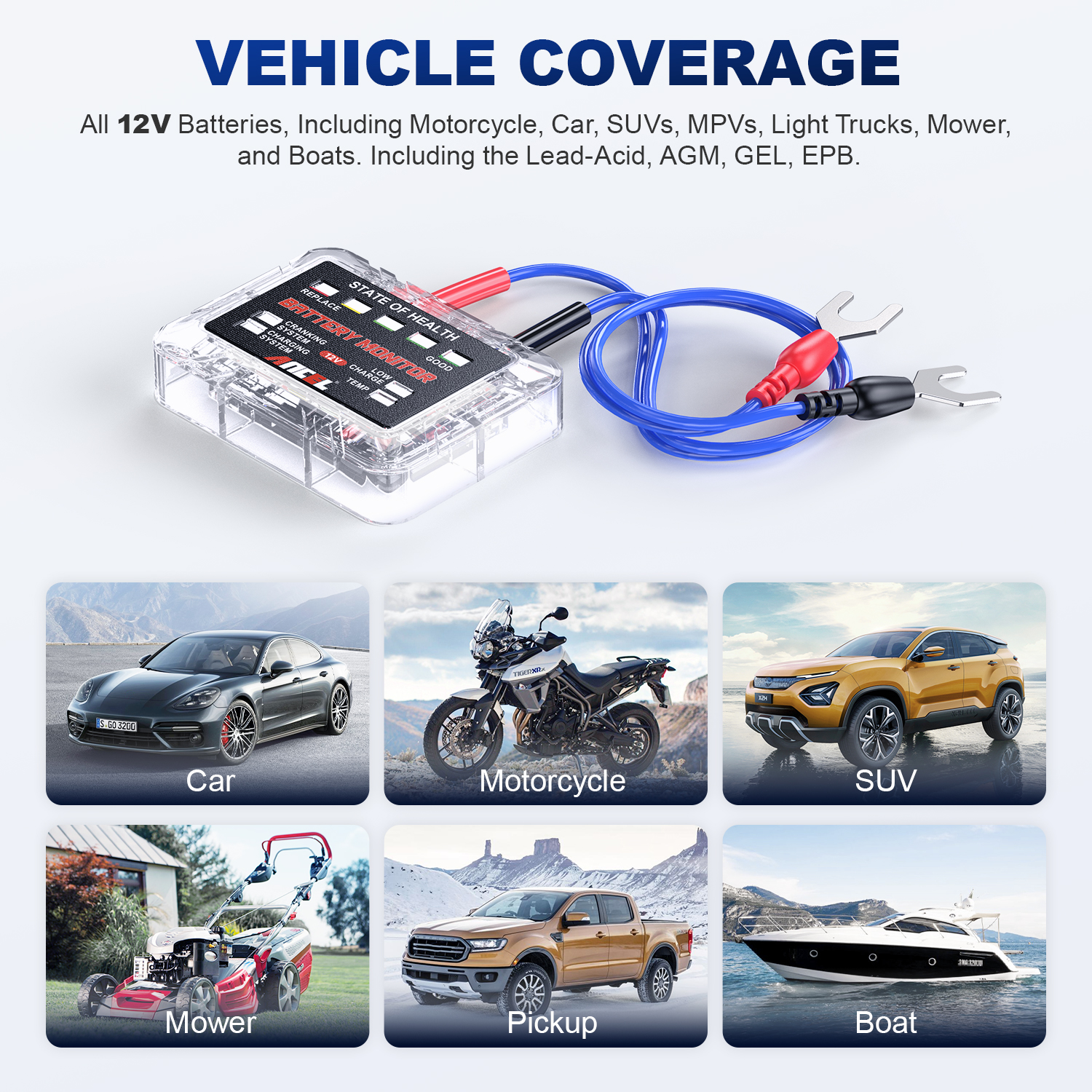 ANCEL BM200 プロ 12V 車のバッテリー容量テスターモニター LED ディスプレイ防水 SOH SOC バッテリーヘルスアナライザー自動テスターツール