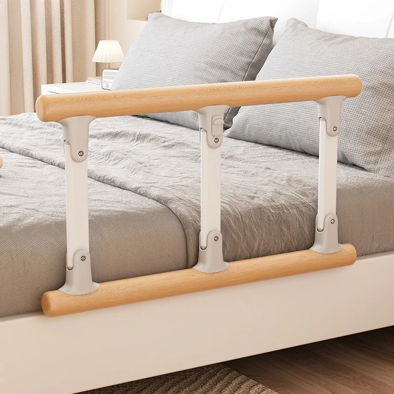 Riel de cama sin herramientas de madera maciza, barandilla de seguridad plegable para asistencia de elevación para personas mayores y movilidad limitada, mango de cama para prevención de personas