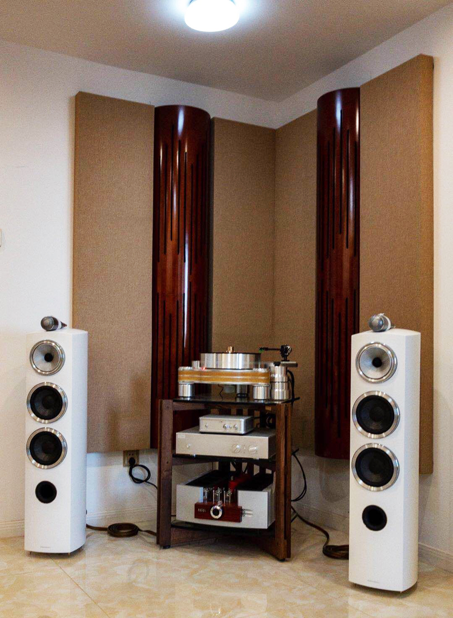 Módulo de panel acústico curvo de cereza roja - Difusor de madera con trampa de graves de frecuencia para absorción de sonido Ideal para estudios de grabación