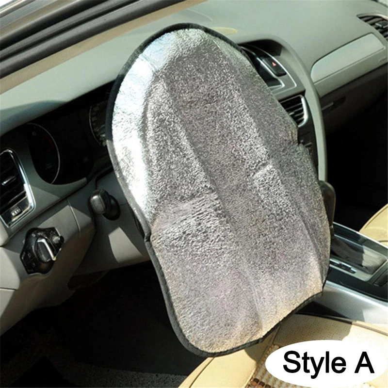 Parasol para volante de coche, protección solar de grosor doble, protector solar anti-uv plegable, suministros para coche, protector para volante de coche plateado