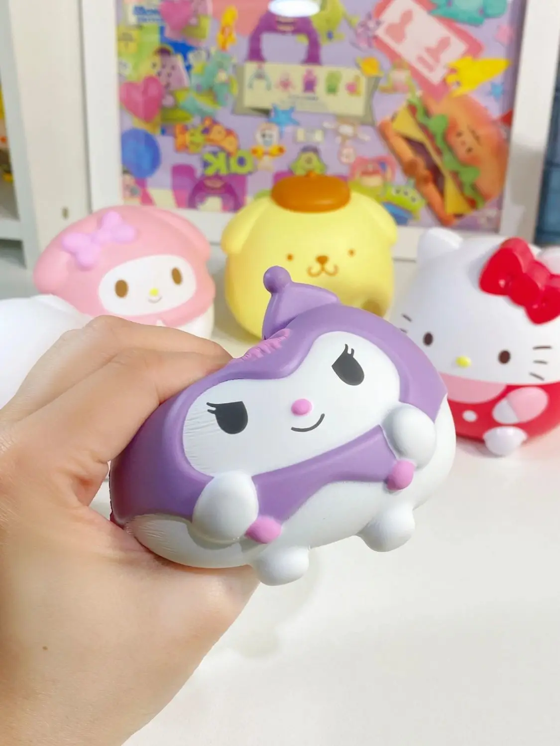 Sanrio Kawaii ความเครียดบรรเทาของเล่น Kuromi Cinnamoroll ความเครียดบรรเทา Squishy อะนิเมะการ์ตูนเด็กมือหยิกของเล่น Healing ของขวัญ