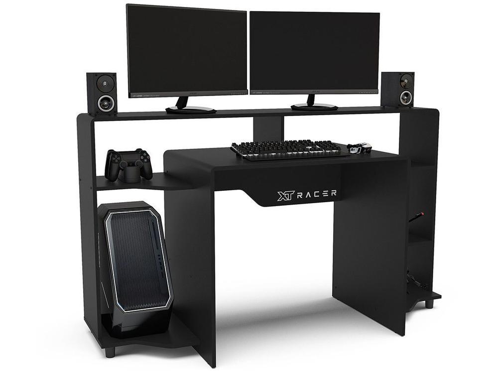 Mesa Gamer XT Racer Control Preta e Branca 5 Nichos