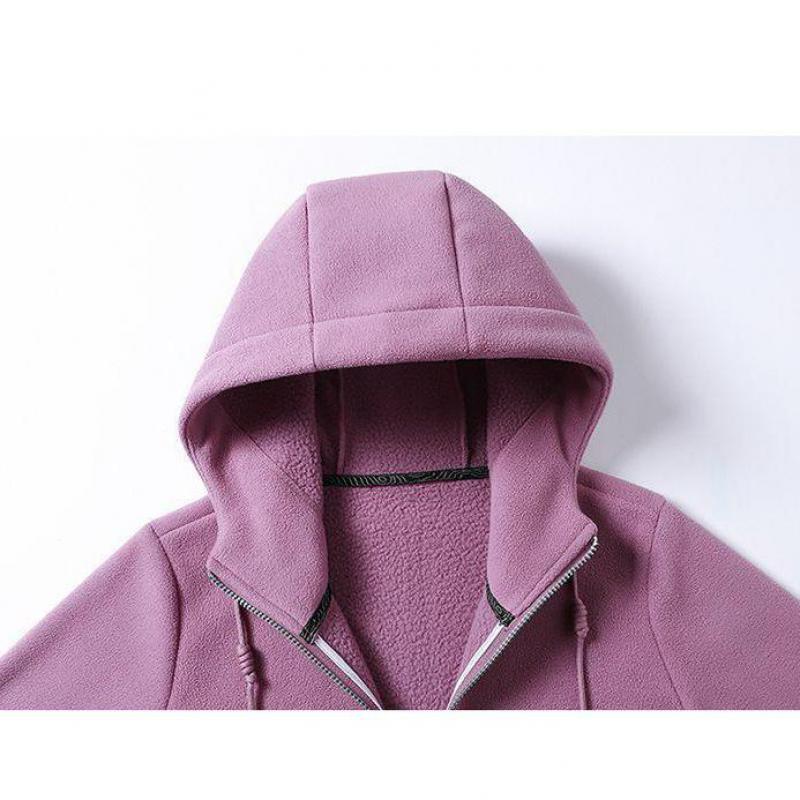 Solide Kaschmir Fleece Hoodies Frauen Sweatshirt Herbst Winter Jacke atmungsaktive Freizeit Spaziergang warme Kapuze Reiß verschluss Top Lady Mantel