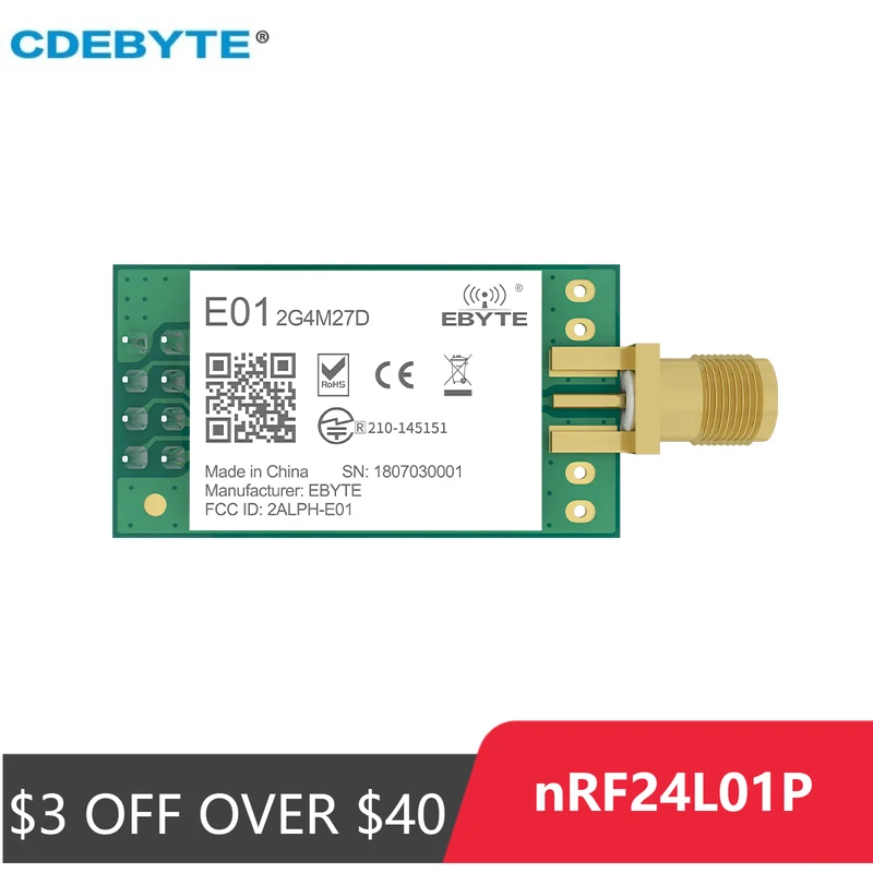 무선 모듈 CDEBYTE E01-2G4M27D nRF24L01P 27dBm nRF24L01 PA LNA 장거리 2.4GHz SPI DIP IoT 모듈