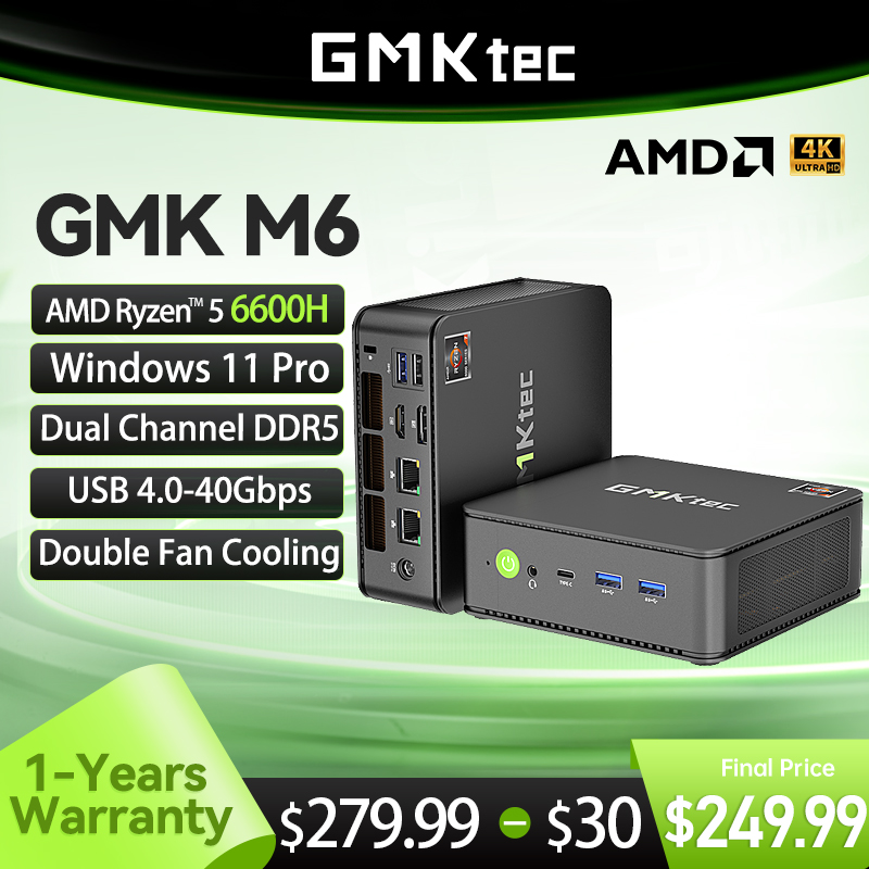 GMKtec Mini Pc M6 AMD Ryzen5 6600H NUCBOX AMD Radeon ™   660M Ventana 11 Pro WIFI 6E USBC 4.0