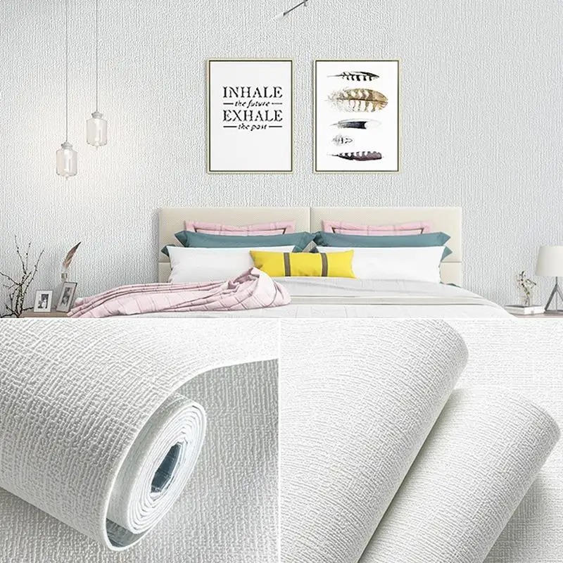 50cm Self-Adhesive Foam Wall Panel Wide 3D Linen PVC Texture Waterproof Soundproof Removable for Living Room Bedroom Home Decor