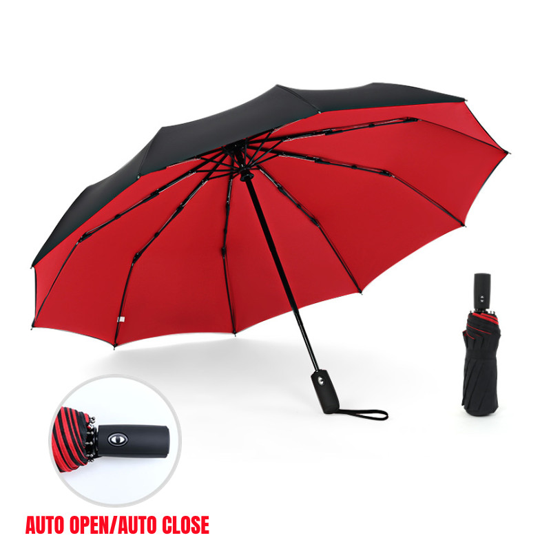 À prova de vento dupla camada resistente guarda-chuva totalmente automático chuva das mulheres dos homens 10k forte luxo negócios masculino grandes guarda-chuvas guarda-sol
