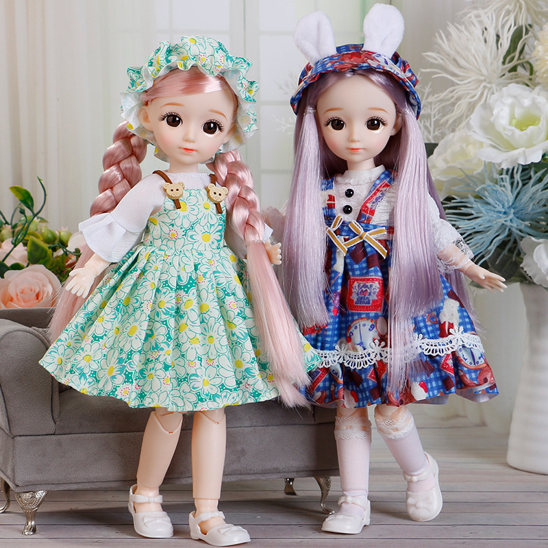 Boneca e roupas bjd com múltiplas articulações removíveis 30cm 1/6 olhos 3d boneca menina vestir brinquedo de presente de aniversário