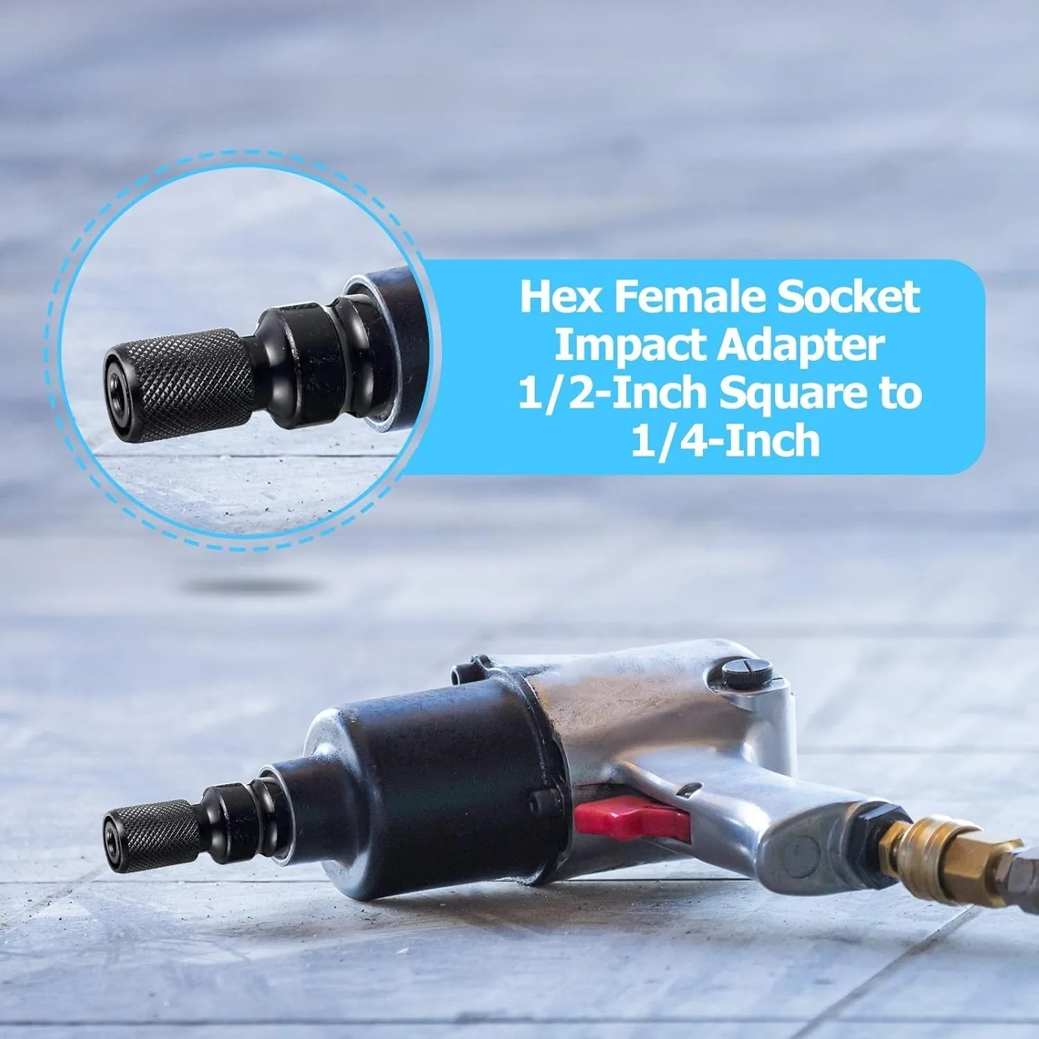 Quick Release 1/2-Inch Square Drive to 1/4-Inch Hex Female Socket Adapter Converter Chuck Adaptor for Impact and Ratchet Wrench