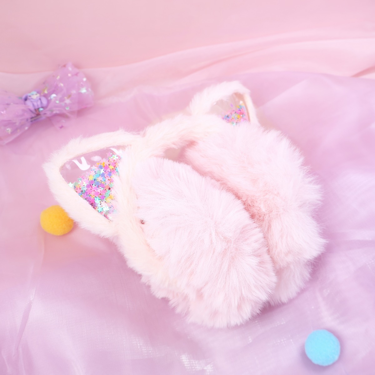 Enfants chat oreille floue cache-oreilles hiver confortable chaud cache-oreilles pour les filles temps froid oreille plus chaud mignon enfants hiver oreille accessoire