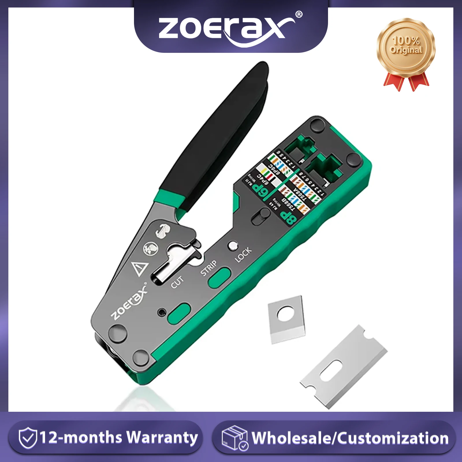 Обжимной инструмент ZoeRax RJ45, проходной обжимной резак для Cat6 Cat5 Cat5e 8P8C, модульный разъем Ethernet, универсальный инструмент для проводов