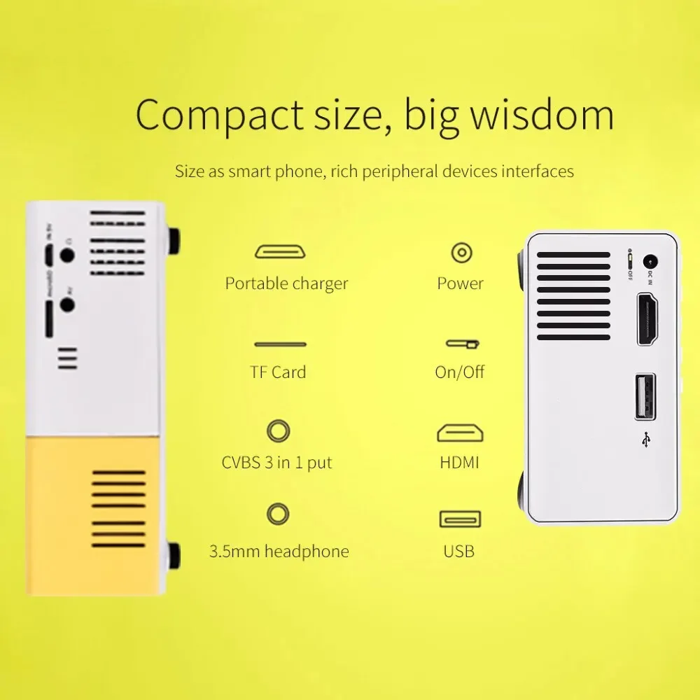 Projector Upgraded Version 1000 Lumen 320x240P HDMI-compatible USB YG300 Audio Home Media Player Projector
