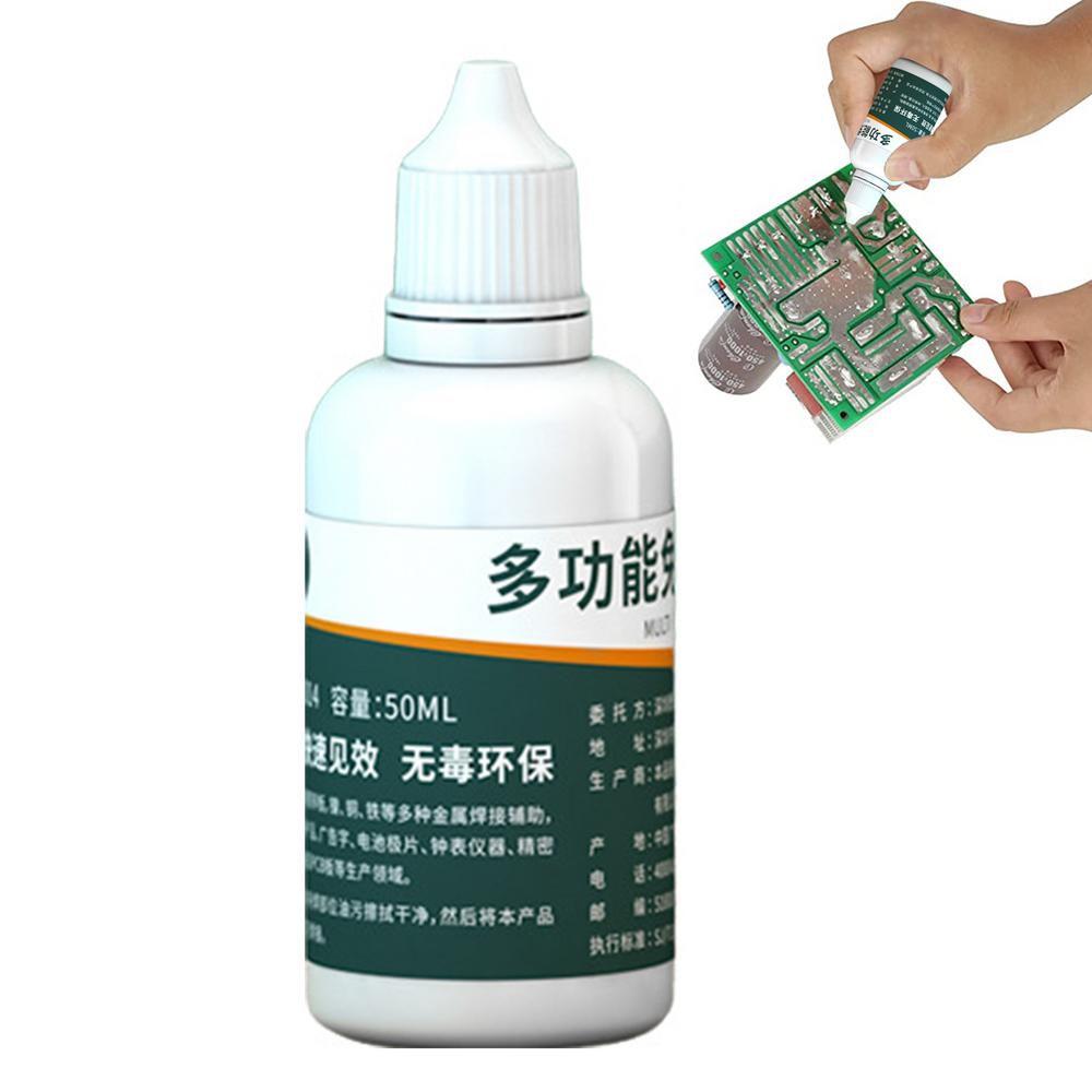 Flusso liquido multifunzionale 50g Strumento di saldatura ambientale sicuro per metalli Riparazione/Fusso di ritenuta Saldatura per acciaio inossidabile/rame/ferro