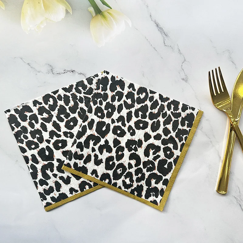 10/20pcs 33cm 2Layer New Leopard Print Napkins Party Atmosphere Decoration Paper Creative Mural Paper DIY Decoupage Paper