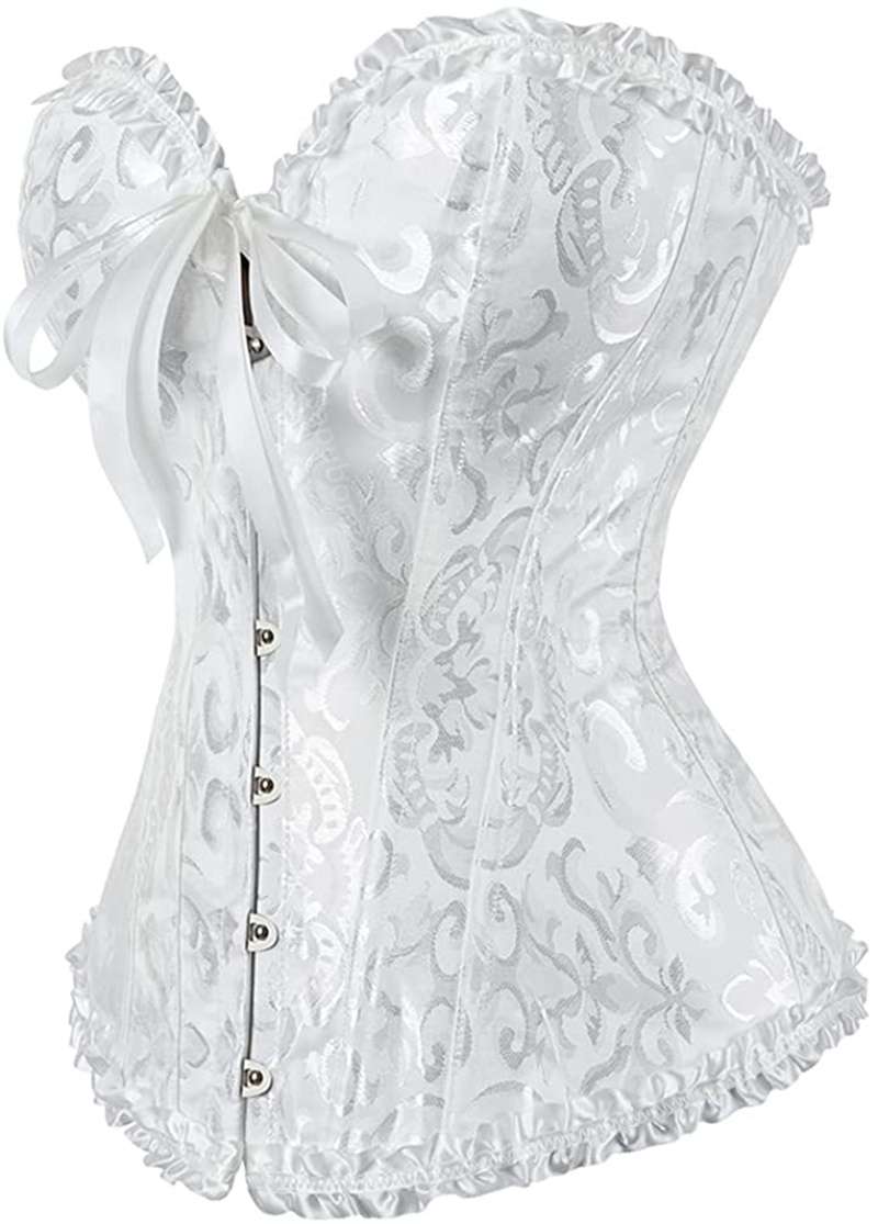 Weißes Korsett-Top in Übergröße für Damen, Bustier, Überbrust, sexy Schnürung, Blumen-Dessous, Vintage-viktorianische Mode, Schwarz, Rot, DropShipping