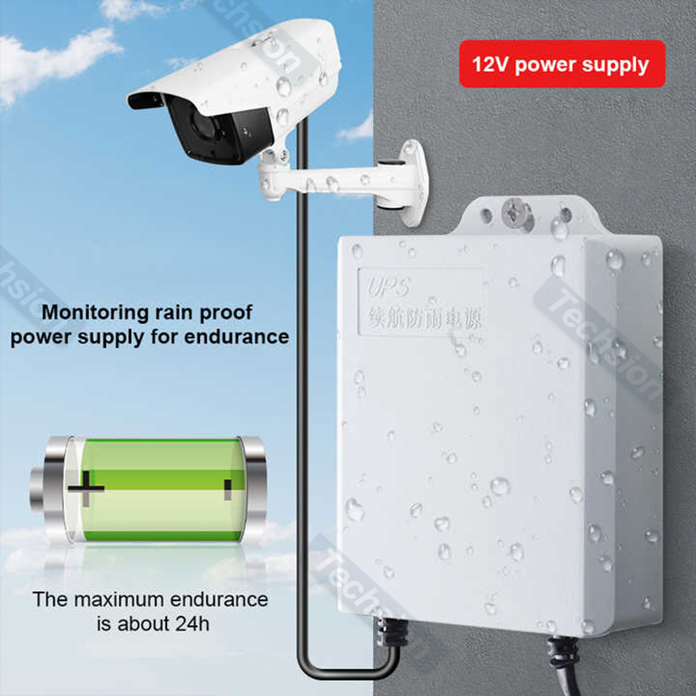 UPS การตรวจสอบไฟดับความอดทนแหล่งจ่ายไฟไม่มีแบตเตอรี่กล้องวงจรปิดกลางแจ้ง 12V 2A แบตเตอรี่ที่กําหนดเองทํางานระบบ IP กล้อง