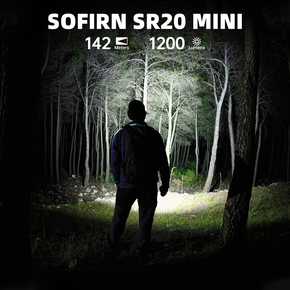 New Sofirn SR20 MINI 1200lm Flashlight 18350 USB C IP68 Waterproof with Red LED Key Light for Camping Emergency Situations