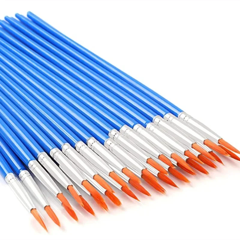 100Pcs Nylon Bristle Plastic Stem Digital Oil Brush Outlining Brush Small Line Brush Acrylic Paint Children's Oil Brush
