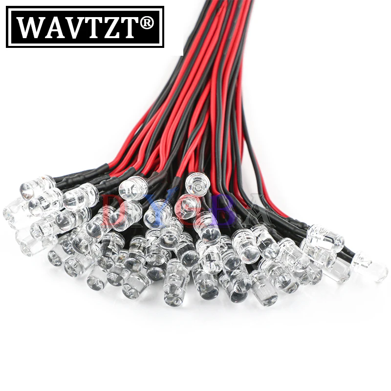 10 pz 5MM LED 20CM 12V 24V 3-6V con linea LED diodo a emissione luminosa/12V linea capelli bianchi bianco rosso verde giallo blu arancione