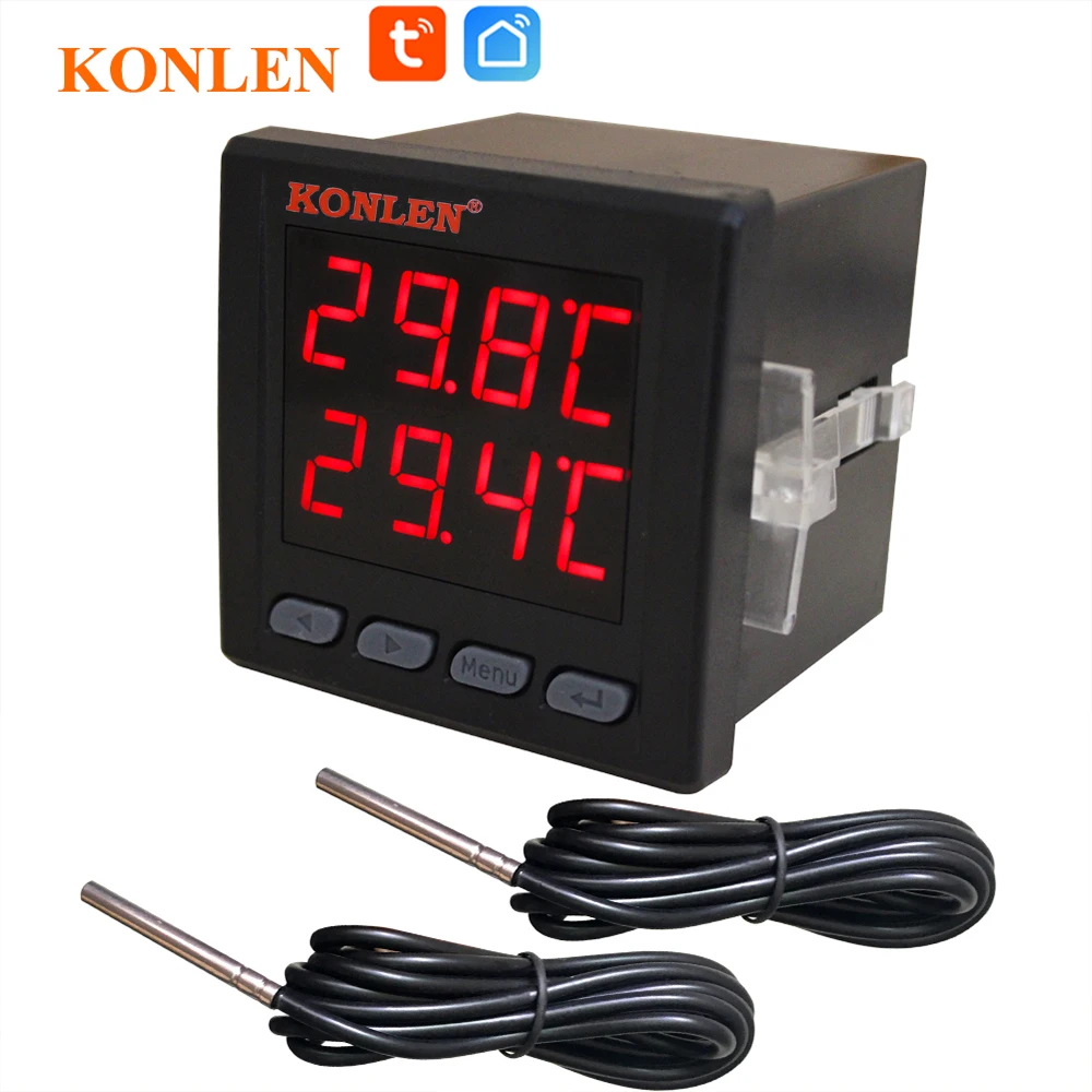 Wifi duplo sensor de temperatura controlador tuya termômetro termostato com 2 sonda externa caldeira aquecedor água freezer smartlife