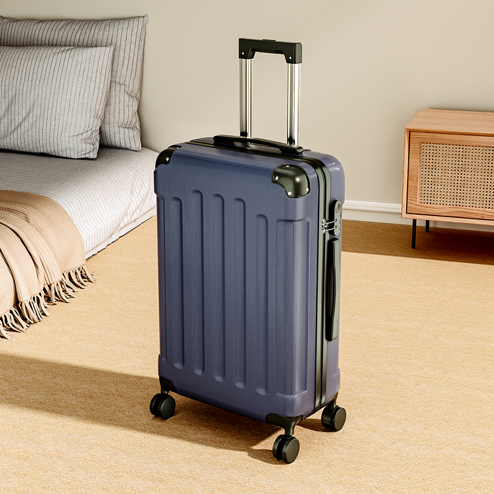 Blue Modern Hardside Spinner Suitcase with Combination Lock 20"