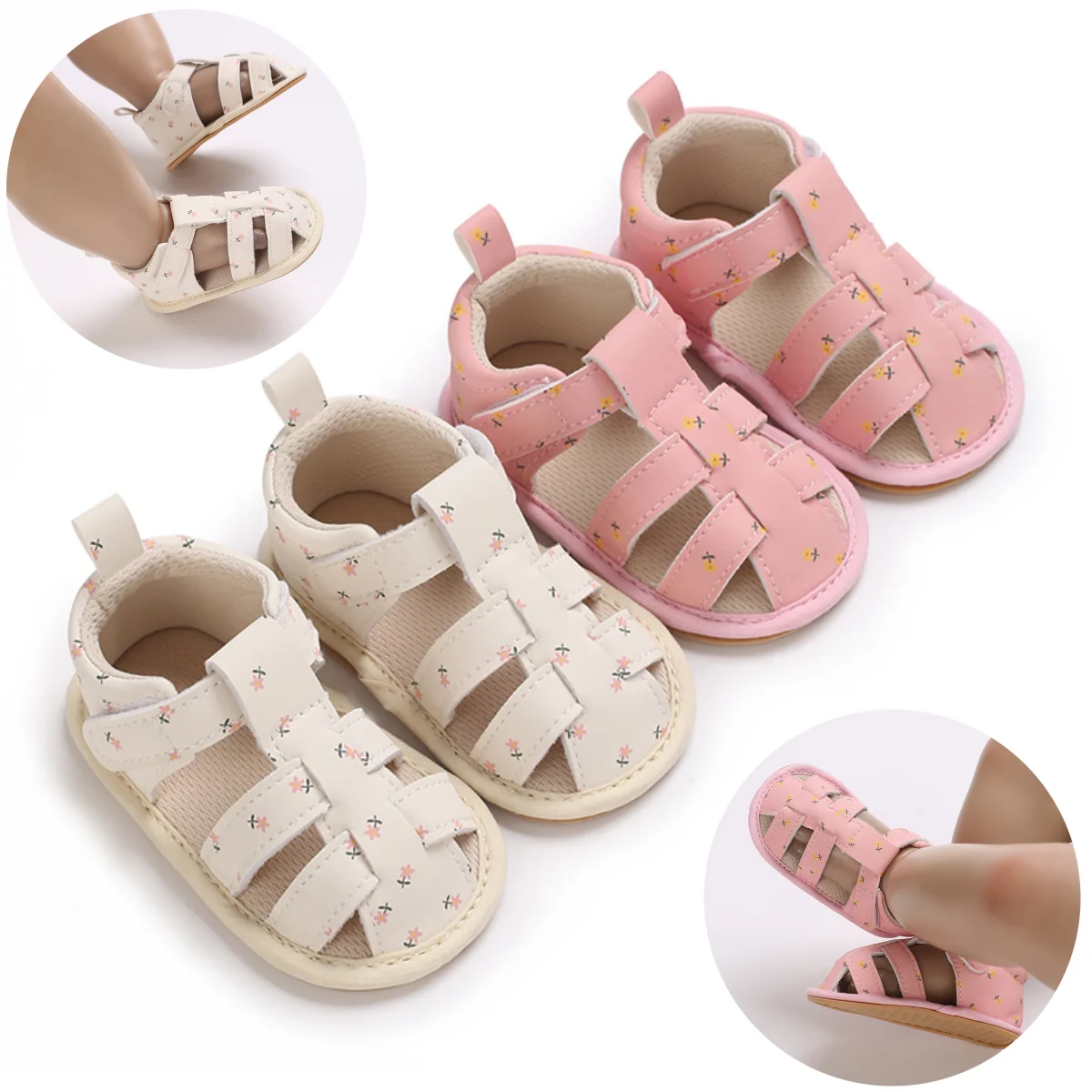 Infant Baby Schuhe Mädchen Schuhe Neue Sommer Mädchen Sandalen PU Leder Floral Gummi Sohle Anti-Slip Neugeborenen Erste Wanderer Krippe schuhe