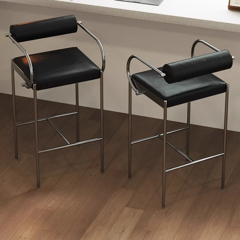 Scandinavian Bar Stool Industrial Chic Counter Height Stool with Backrest Modern Minimalist Kitchen Island Stool for Home/Cafe