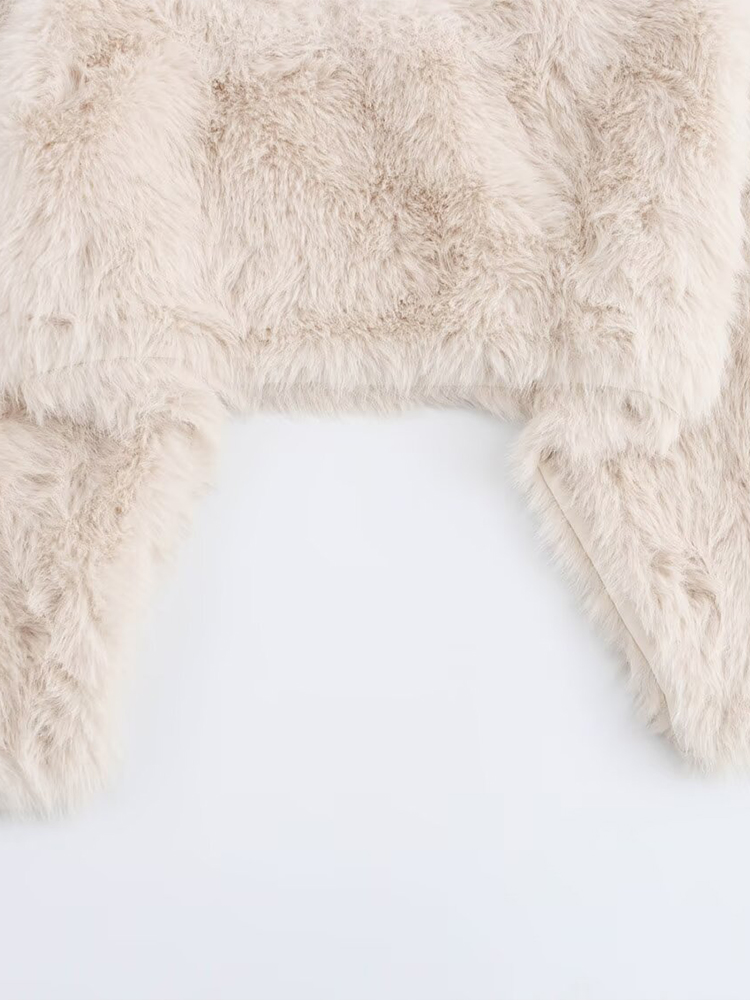 Einfaches Felloberteil, umweltfreundlicher kurzer Pullover aus Kunstfell, High-End-Temperament, lockerer Winter