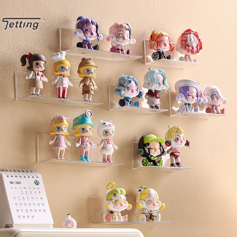 Self-Adhesive Transparent Acrylic Wall Mounted Figures Display Shelf Character Models Storage Rack Toy Stand Aromatherapy Holder