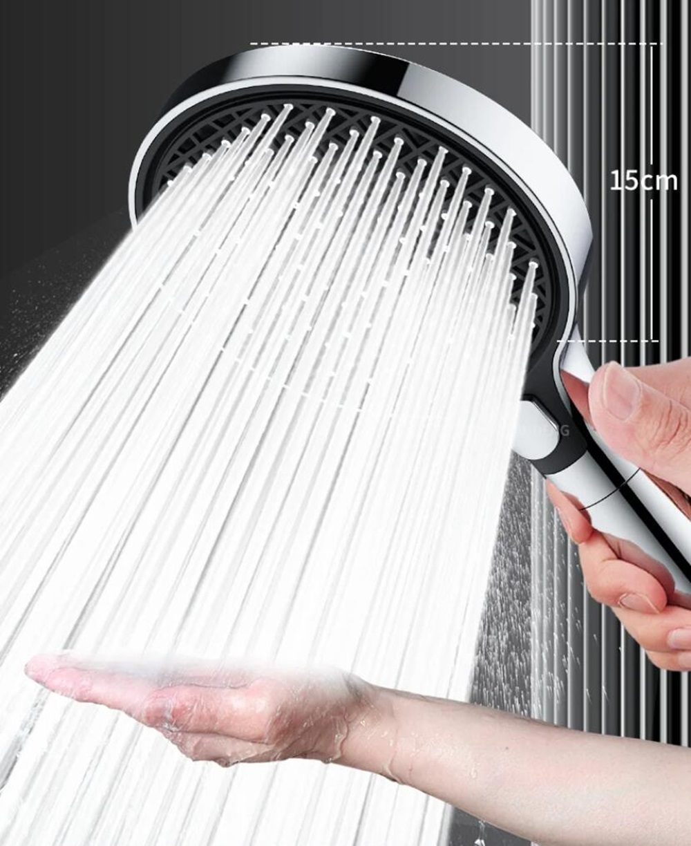 Cabezal de ducha de refuerzo de presión de 3 modos, panel grande de 150MM con filtro, boquilla de ducha ajustable, accesorio de baño de ducha de masaje