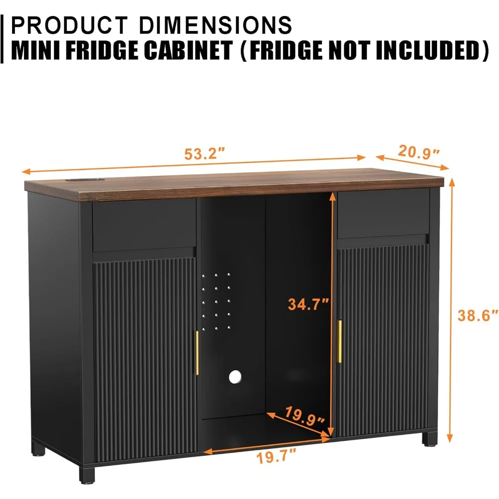"Spacious Coffee Bar Cabinet with Built-in Fridge and Wine Storage, Elegant Buffet Sideboard for Home"