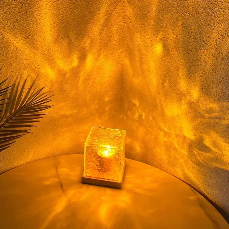 CreativeLED Dynamic Light and Shadow Atmosphere Imitation Wood Rotating Water Pattern Lamp Bedroom and Study Decorative Lighting