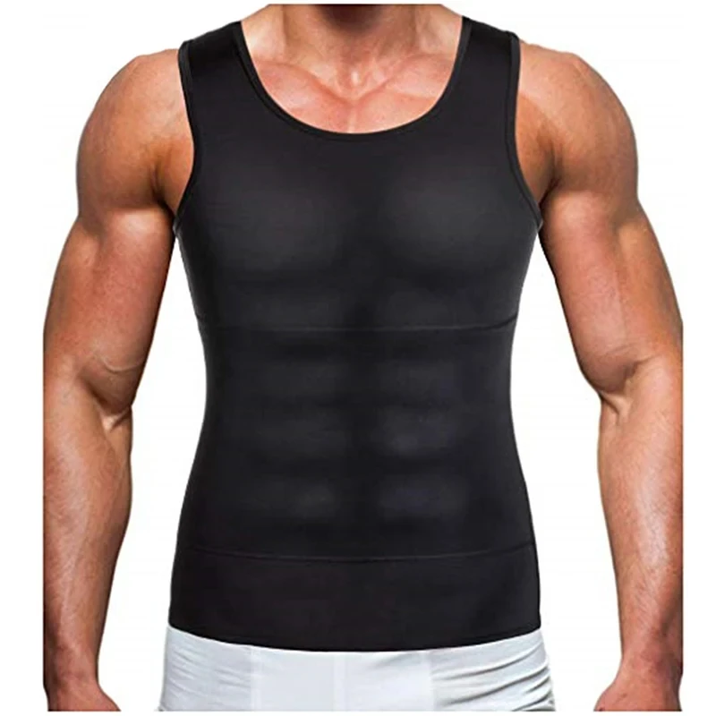 Mannen Afslanken Vest Body Shaper Borst Buik Compressie Shirts Buik Taille Trimmer Shapewear Gym Fitness Tank Tops Workout