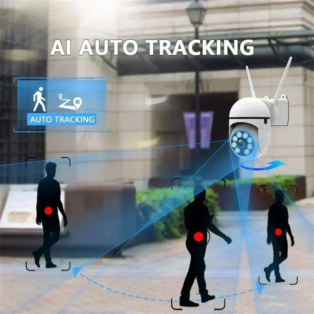 8MP Wireless Security กล้อง Wifi IP กลางแจ้ง 4X ซูมกล้องสมาร์ทกล้องวงจรปิด AI ติดตามมนุษย์ 2-way Audio HD Cam