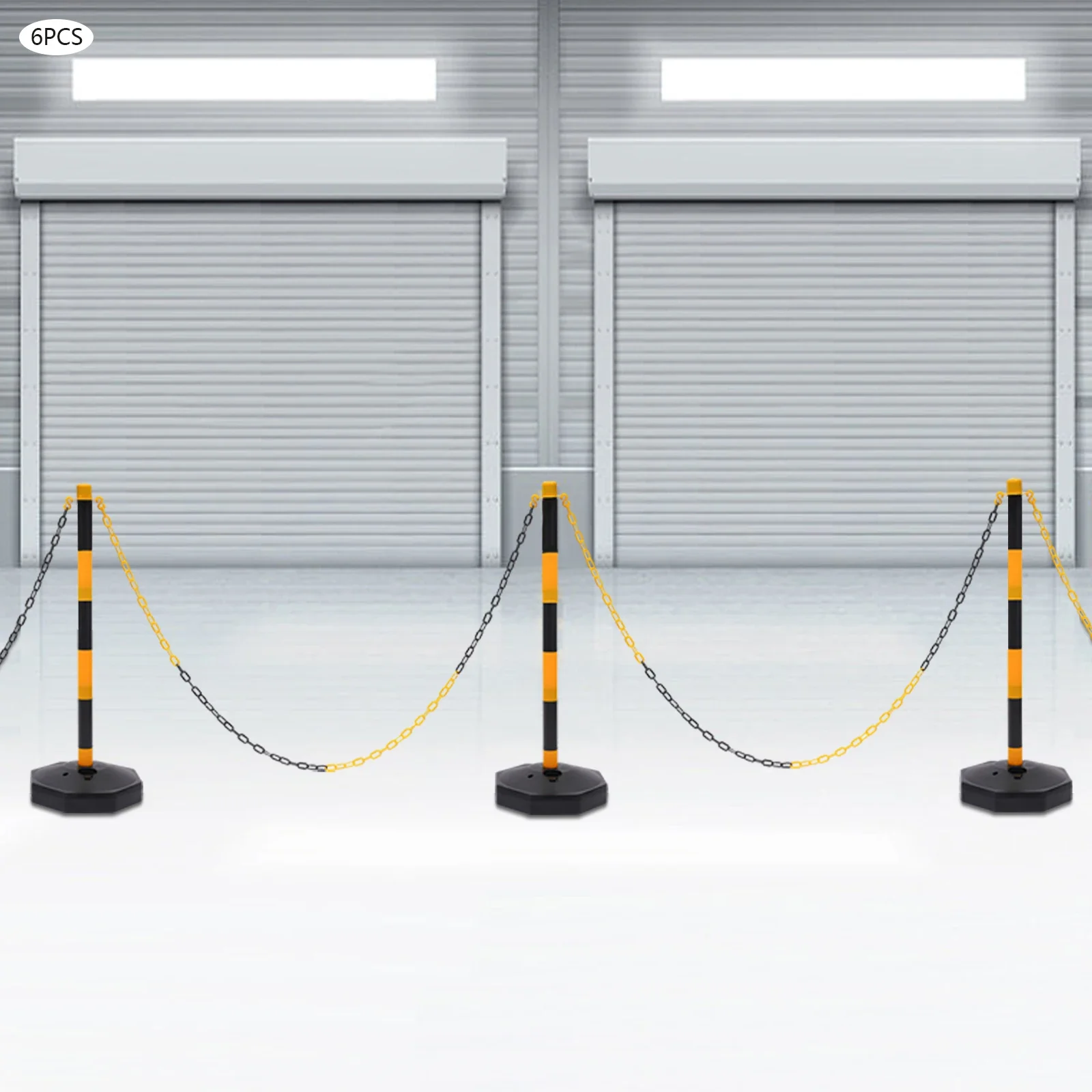 Durable Belt Barrier with Eye-Catching Yellow Color, Adjustable Height, Fillable Base for Stability, Easy to Assemble