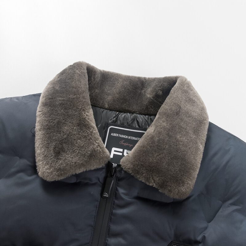 Chaqueta de algodón de alta calidad para hombre, Parkas de algodón con cuello de lana sin sombrero de Color sólido, cortavientos y cálido para invierno