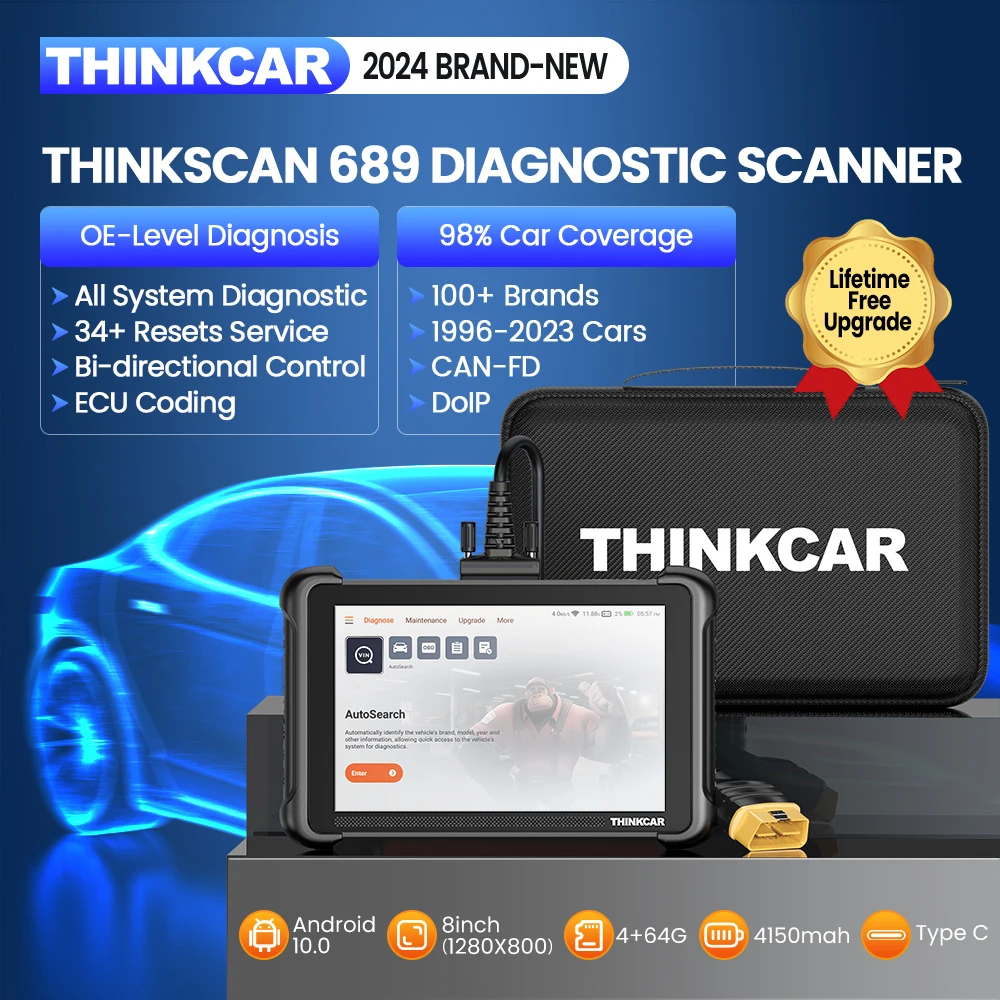 THINKCAR THINKSCAN 689 Alat Diagnostik Mobil CANFD DOIP Pengodean ECU Dua Arah 34 Reset Pemrograman Kunci Pemindai Obd2 Bebas Hidup