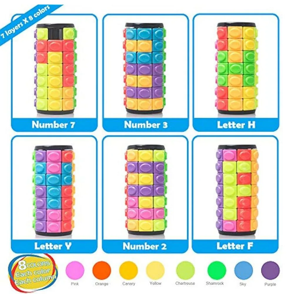 Cubo mágico quebra-cabeça cilindro 3d quebra-cabeça girar brinquedo fidget multi-camada cérebro teasers slide lógica mão jogo colorido sensor deslizante