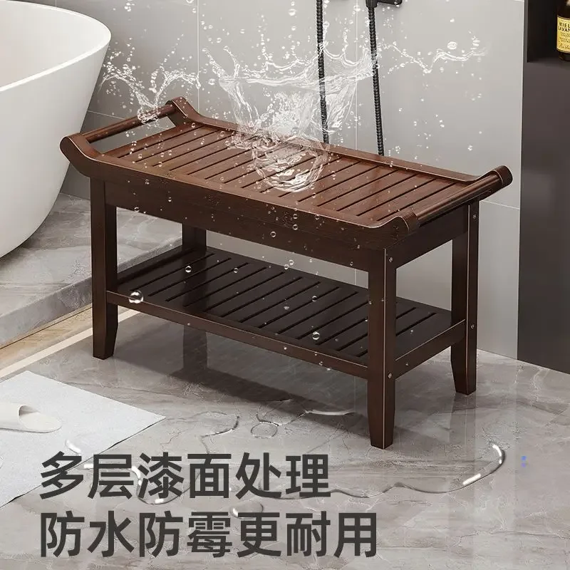 Bath Stool for The Elderly Bathroom Bath Non-slip Household 2-layer Shoe Changing Stool Shoe Cabinet Seated Multi-functional