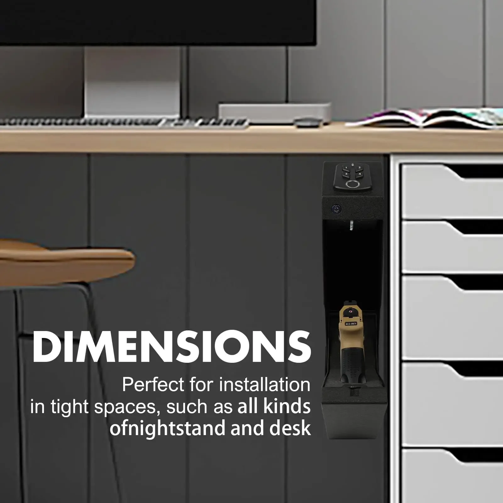 ปืนพกไบโอเมตริกซ์ปลอดภัย, Quick Access Handgun Safe Lock Box สําหรับ Home ลายนิ้วมือปืนมือปลอดภัย Biometric/ปุ่มกด/Key โหมดเงียบ