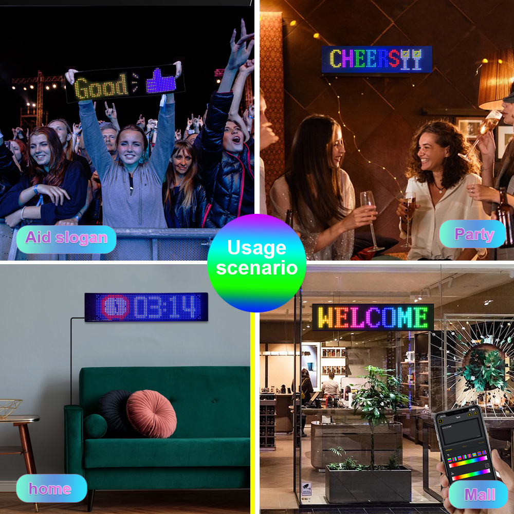 Luz nocturna de píxeles de matriz de pantalla LED Flexible programable con pantalla de Control de aplicación inteligente remota DIY para luces LED de coche