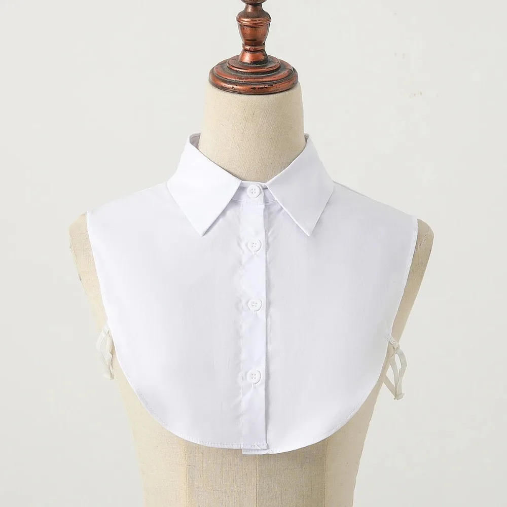 Colar falso de algodão da moda feminina, gola falsa estilo meia camisa simples, gola destacável versátil e conveniente