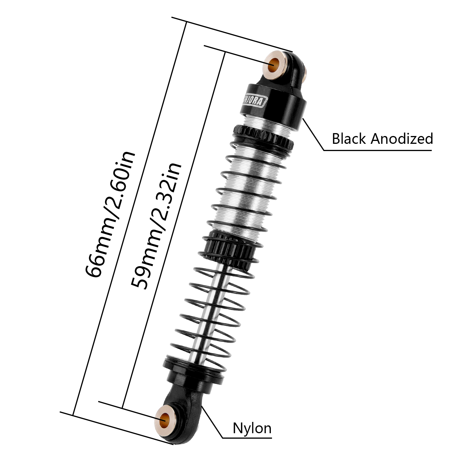 INJORA 59MM Long Threaded Shock Absorber Oil Damper for 1/18 RC Crawler TRX4M Upgrade (4M-42)