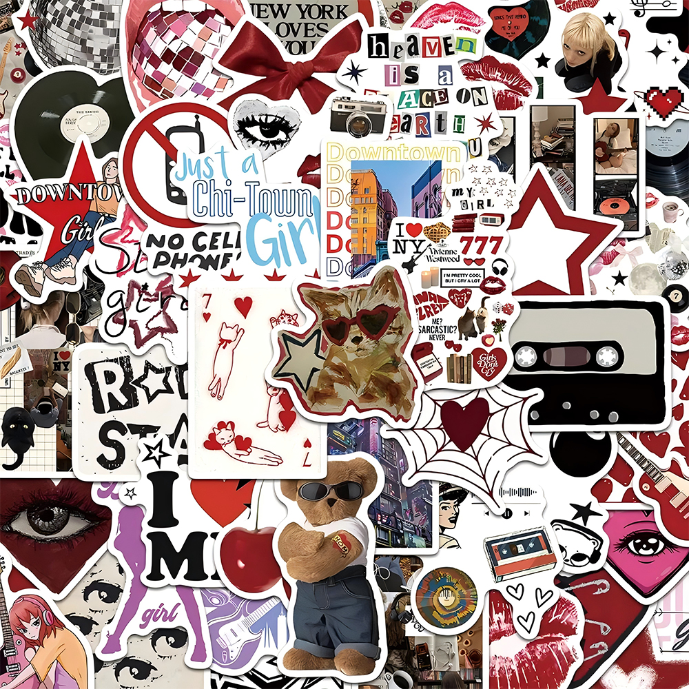 10/30/50pcs Cool Downtown Y2K Filles Autocollants Tendance Dessin Animé Autocollants Décoration DIY Planche À Roulettes Ordinateur Portable Téléphone Vélo Graffiti Enfants Jouets