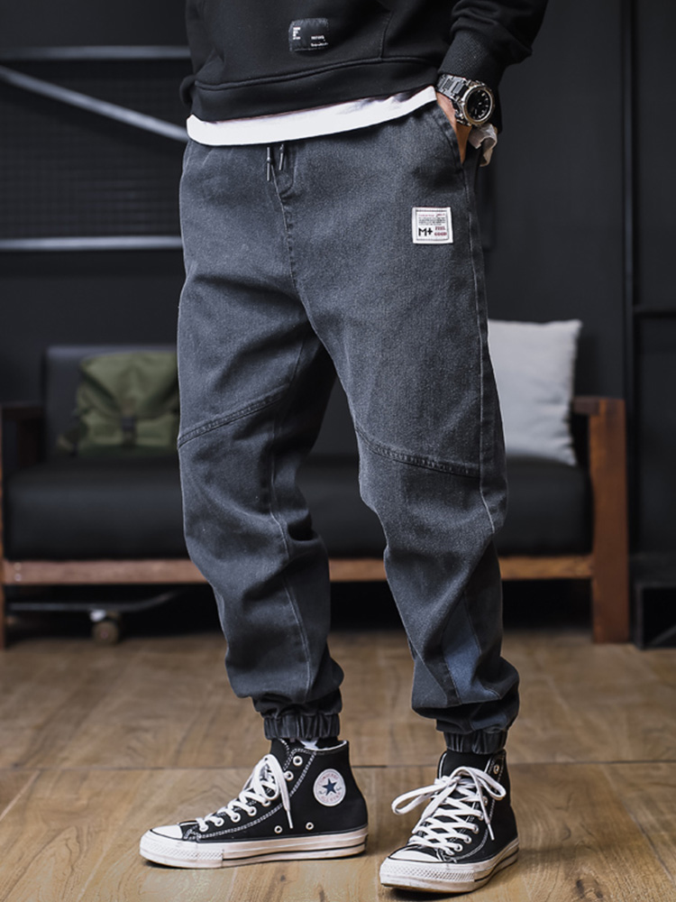 Dżinsy Plus Size Mężczyźni Luźne Joggery Streetwear Harem Jeans Spodnie Cargo Spodnie dżinsowe do kostek