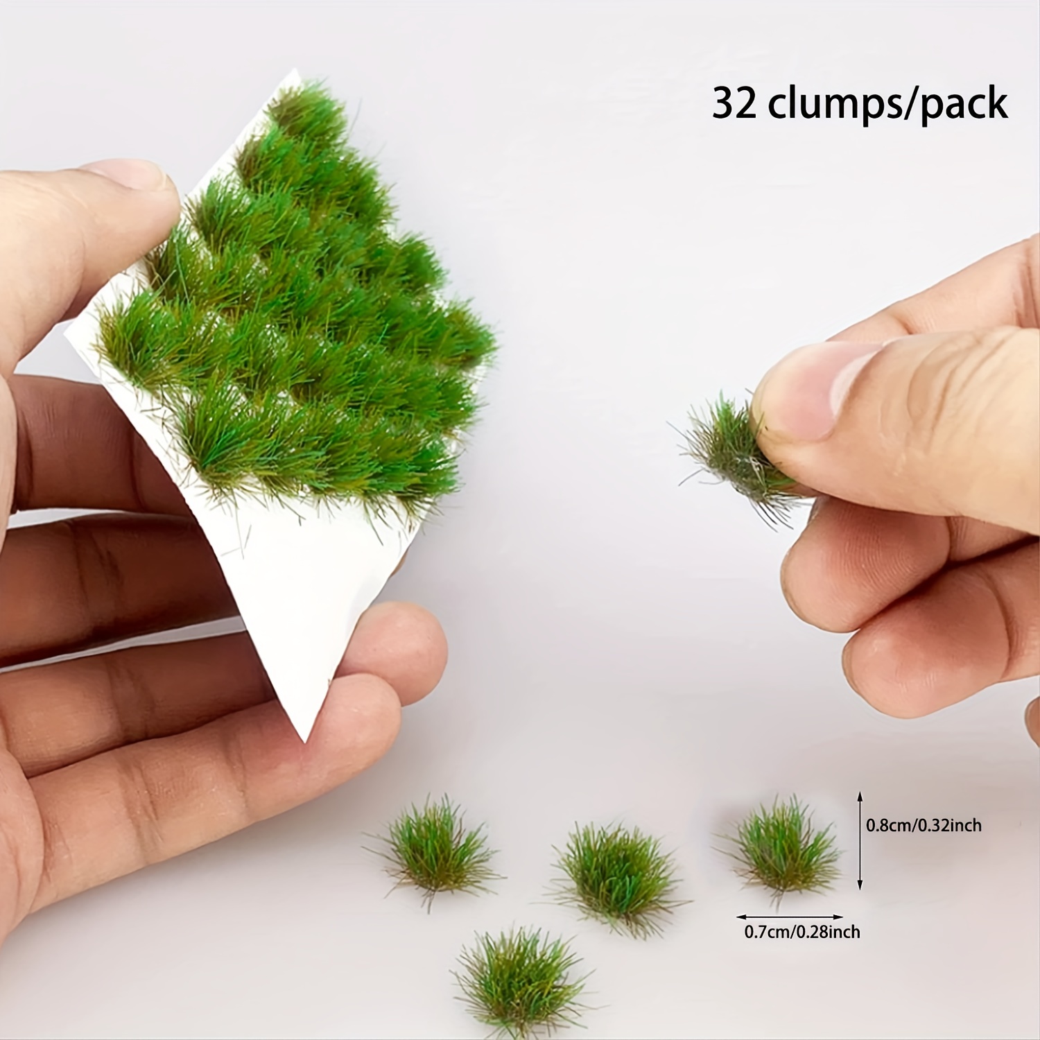 32 clumps/pack Modelo de capó de césped estático Tufos de césped Kit de modelo de terreno Modelo de paisaje estático de resina, Hierba de musgo falso para tierras de tren