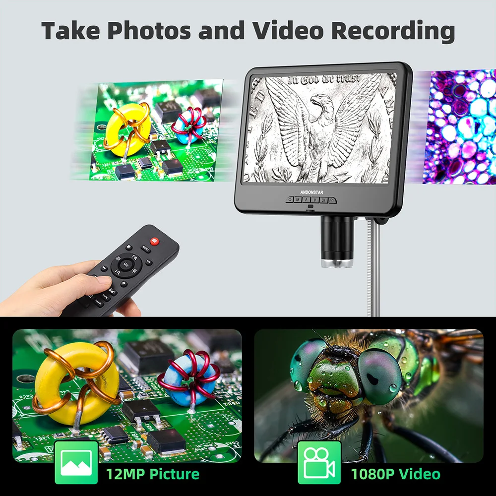 Andonstar AD210 Digital Microscope 10.1 inch Adjustable LCD for Electronics Microscope Tool PCB/SMD 1080P Soldering Microscopio