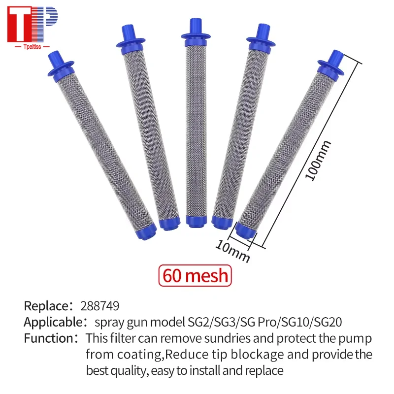 Tpaitlss  for Spray Gun Models SG10, SG20, SG Pro, SG2, SG3 Airless Spray Gun Filter 60/100 Mesh Airless Spray Gun Filters