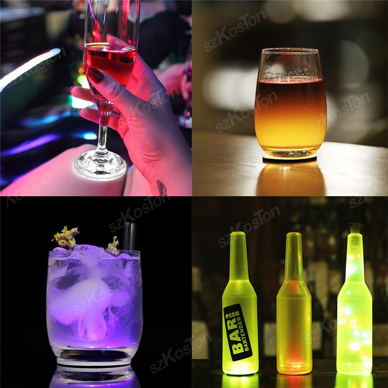 Posavasos luminoso LED para Bar, almohadilla para taza de bebidas, botellas de licor de vino, posavasos, pegatina de taza de luz de ambiente, utilería emisora de luz, 1/10/50 Uds.