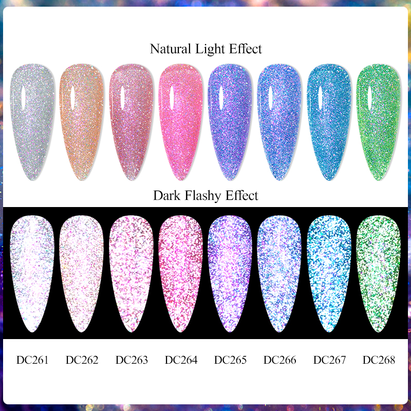 Mtssii 7ml Reflective Glitter Gel Nail Polish Semi Permanent Shiny Sequins UV LED Varnish Art Semi Permanent Gel For Manicure